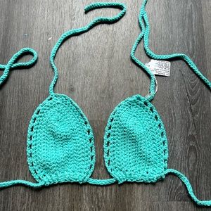 NEW teal handmade crochet bikini top